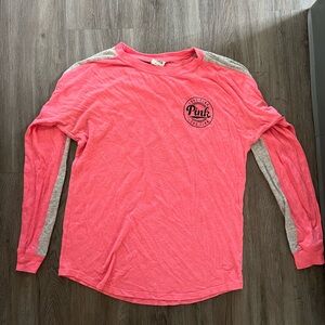 PINK Victoria's Secret Pink and Gray Long Sleeve Tee